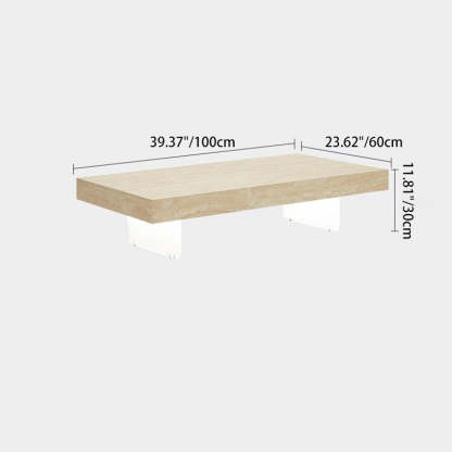 Minimalist Rock Slab Acrylic 1-Tier Coffee Table