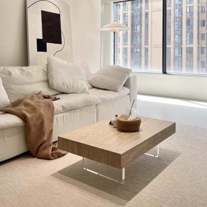 Minimalist Rock Slab Acrylic 1-Tier Coffee Table