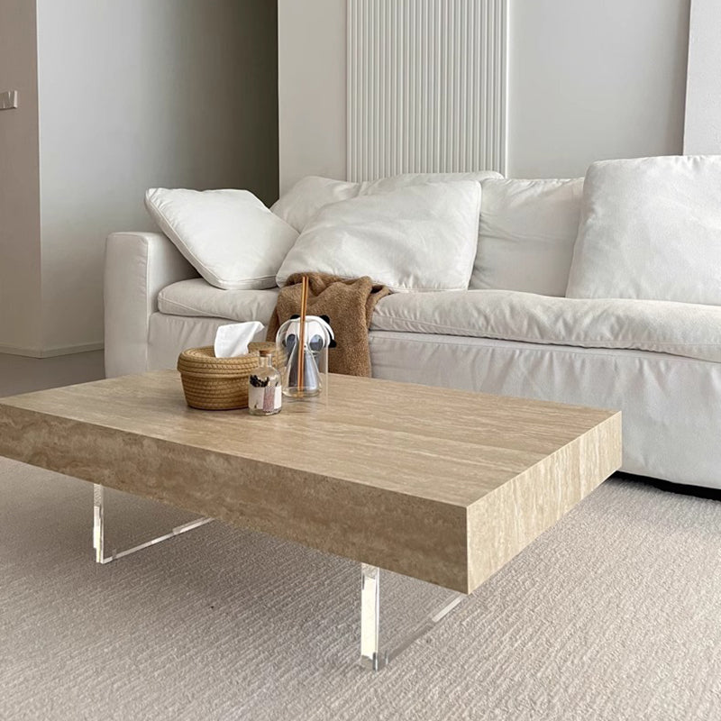 Minimalist Rock Slab Acrylic 1-Tier Coffee Table