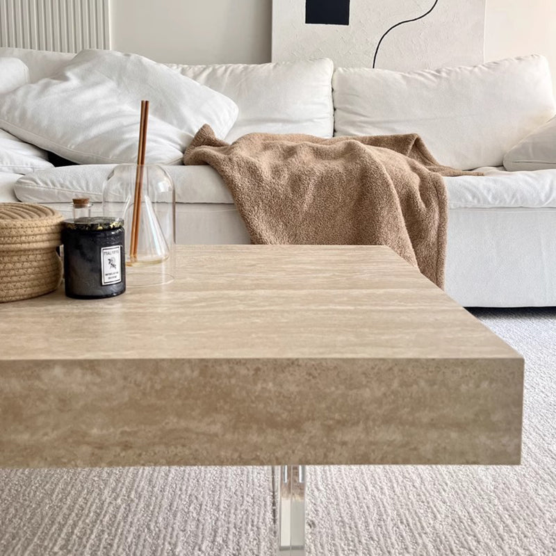 Minimalist Rock Slab Acrylic 1-Tier Coffee Table