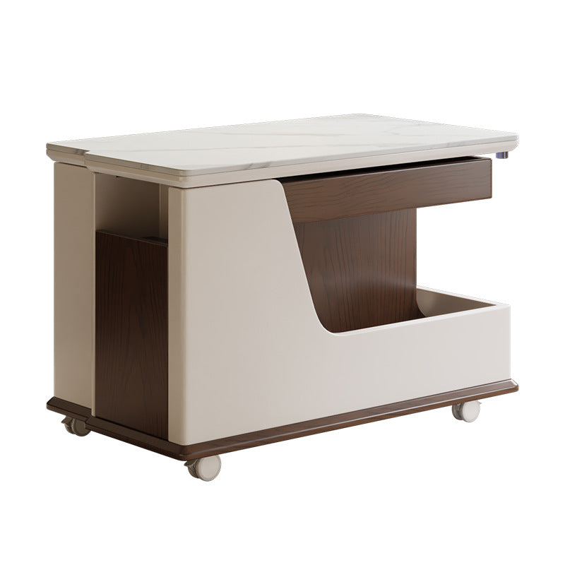 Contemporary Stone Steel 3-Tier Table