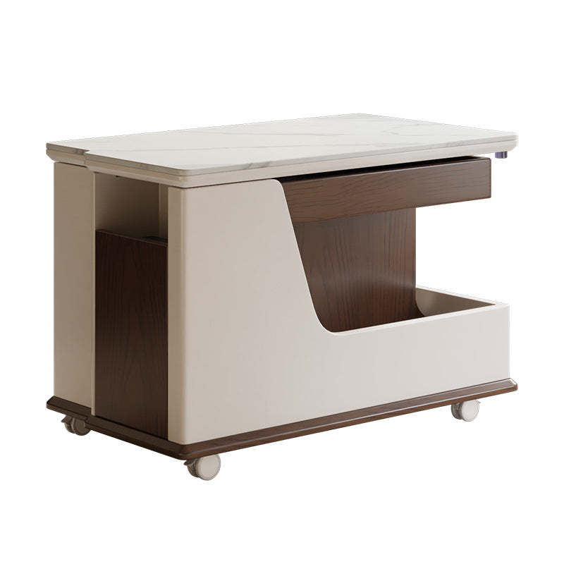 Contemporary Stone Steel 3-Tier Table