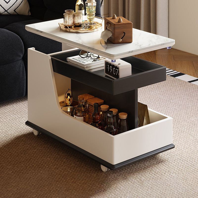 Contemporary Stone Steel 3-Tier Table
