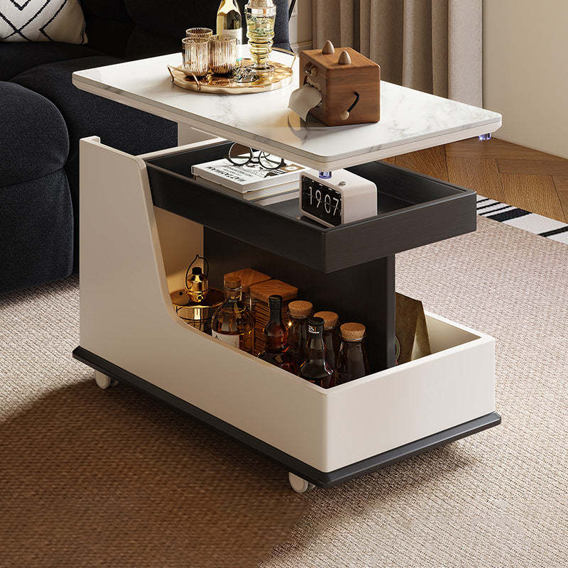 Contemporary Stone Steel 3-Tier Table