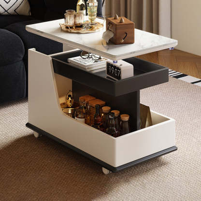 Contemporary Stone Steel 3-Tier Table
