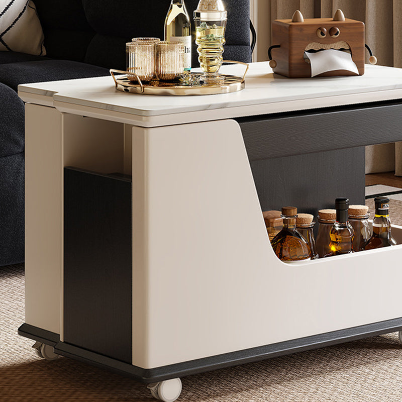 Contemporary Stone Steel 3-Tier Table