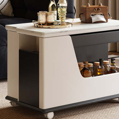 Contemporary Stone Steel 3-Tier Table
