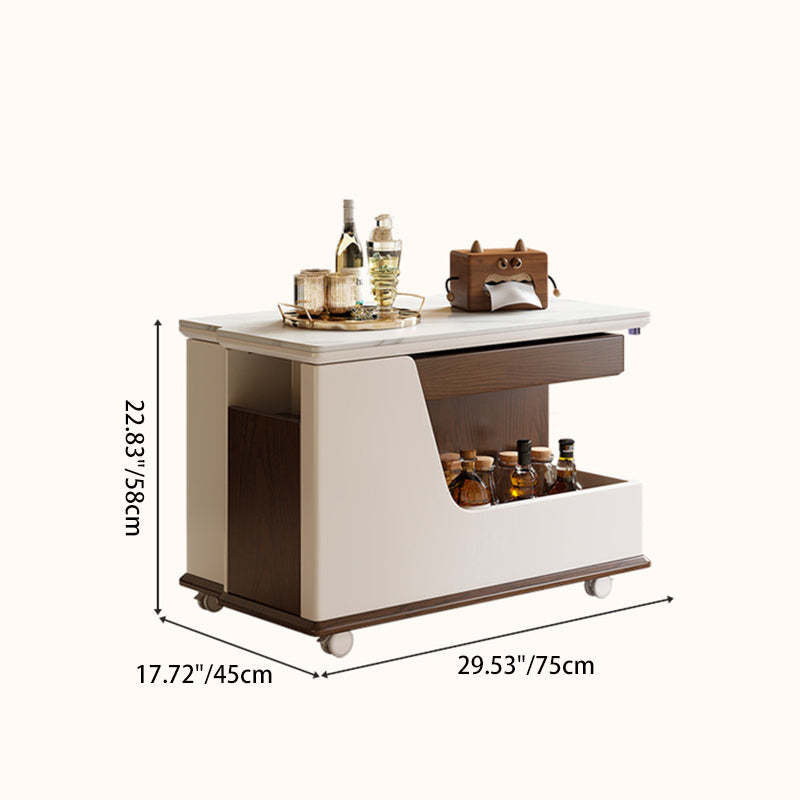 Contemporary Stone Steel 3-Tier Table