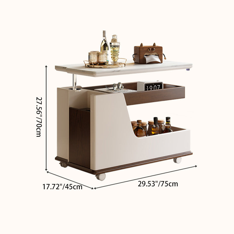 Contemporary Stone Steel 3-Tier Table