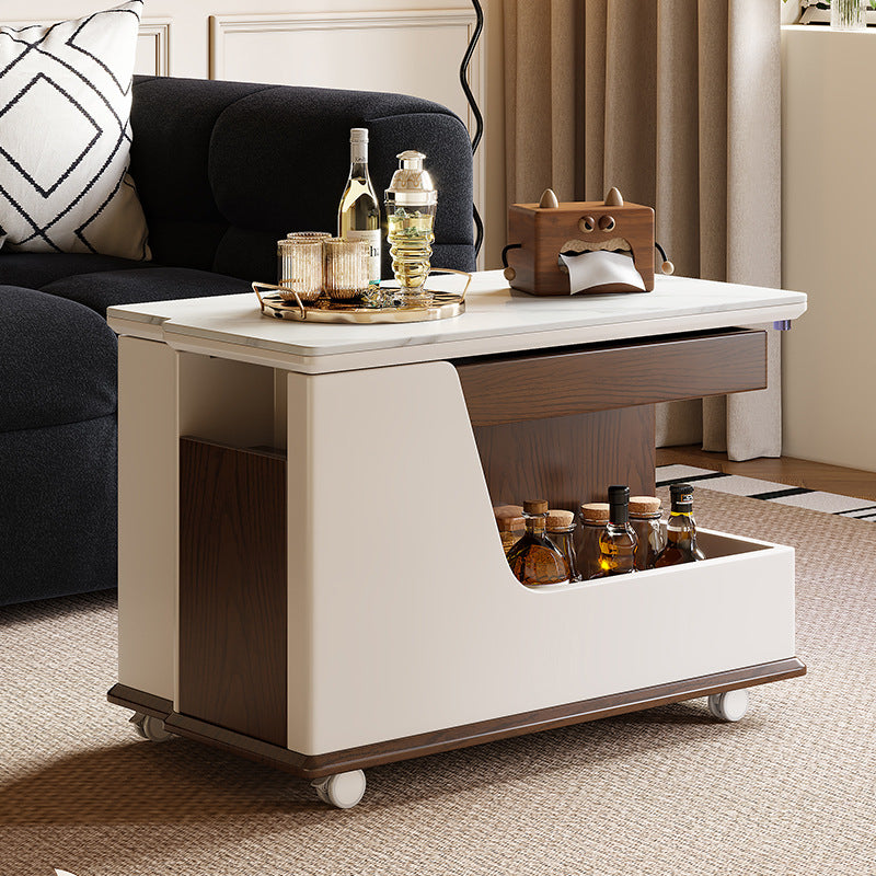 Contemporary Stone Steel 3-Tier Table