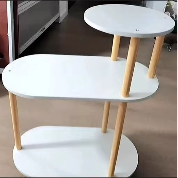 Minimalist Oval Solid Wood 3-Tier End Table