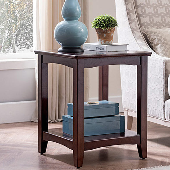 European Solid Wood 2-Tier End Table