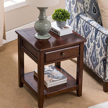 European Solid Wood 2-Tier End Table
