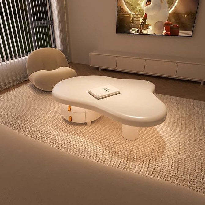 Minimalist Cloud Cream Wood End Table — White