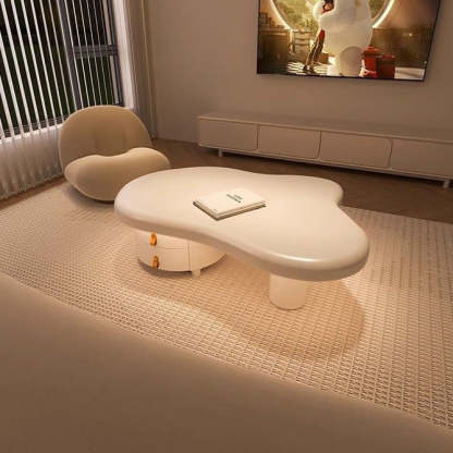 Minimalist Cloud Cream Wood End Table — White