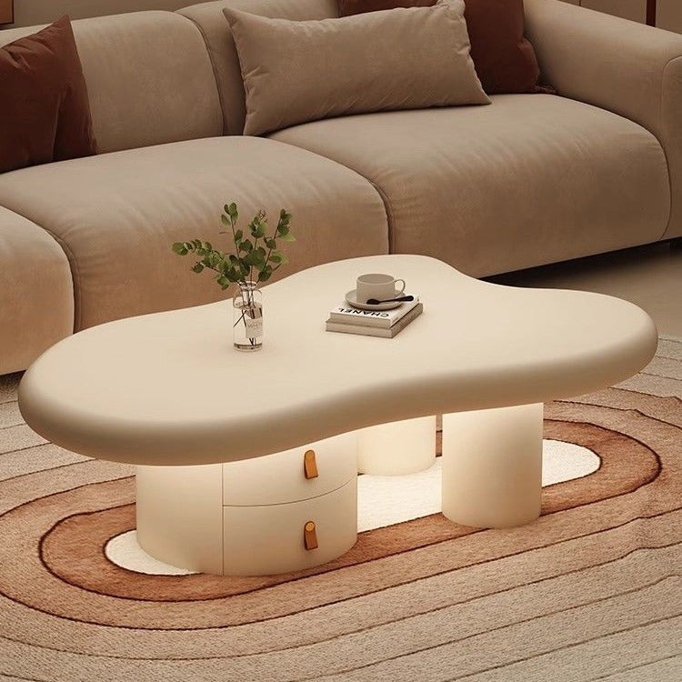 Minimalist Cloud Cream Wood End Table — Cream White
