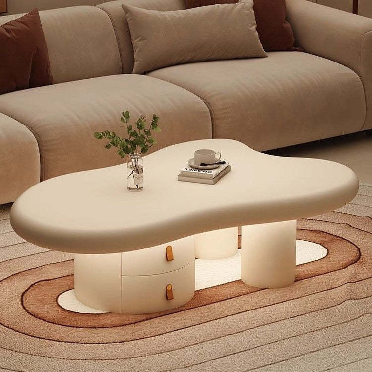 Minimalist Cloud Cream Wood End Table — Cream White