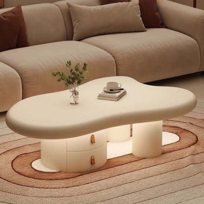 Minimalist Cloud Cream Wood End Table — Cream White