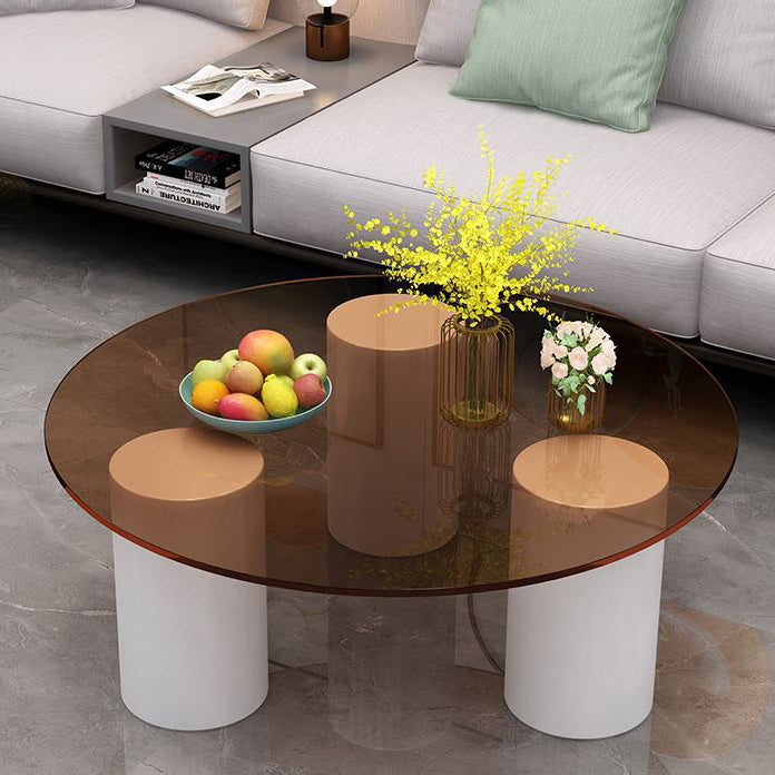 Minimalist Rock Panel Glass Steel End Table — Gray Glass / Black