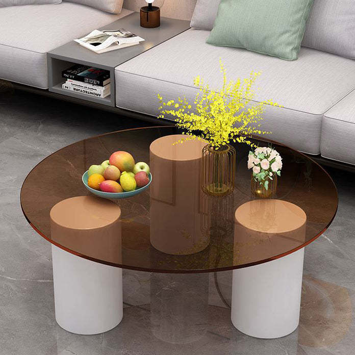 Minimalist Rock Panel Glass Steel End Table — Gray Glass / Black