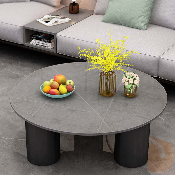 Minimalist Rock Panel Glass Steel End Table — Gray Rock Panel / White
