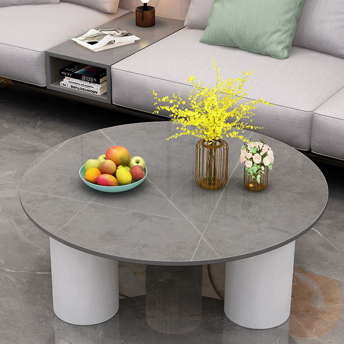 Minimalist Rock Panel Glass Steel End Table — Tea Color Glass / Black