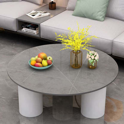 Minimalist Rock Panel Glass Steel End Table — Tea Color Glass / Black