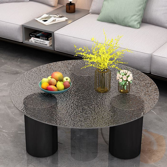 Minimalist Rock Panel Glass Steel End Table — Water Ripple Glass / White