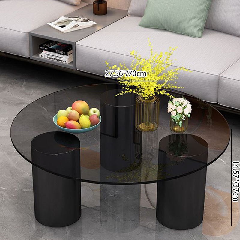 Minimalist Rock Panel Glass Steel End Table — White Rock Panel / Black