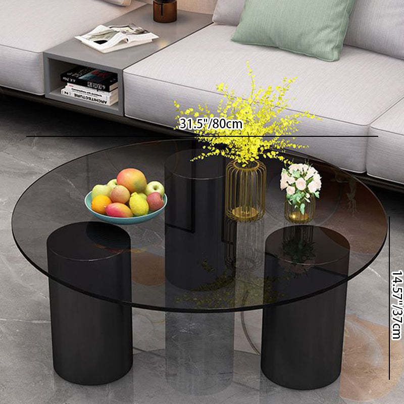Minimalist Rock Panel Glass Steel End Table — White Rock Panel / White