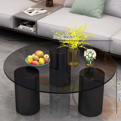 Minimalist Rock Panel Glass Steel End Table — White Rock Panel / White
