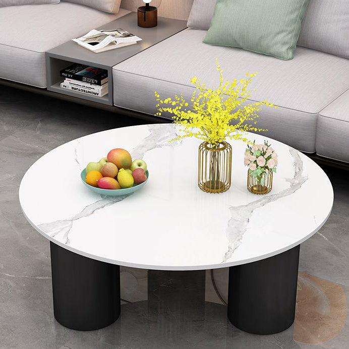 Minimalist Rock Panel Glass Steel End Table — Tea Color Glass / Black