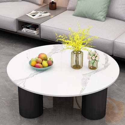 Minimalist Rock Panel Glass Steel End Table — Tea Color Glass / Black