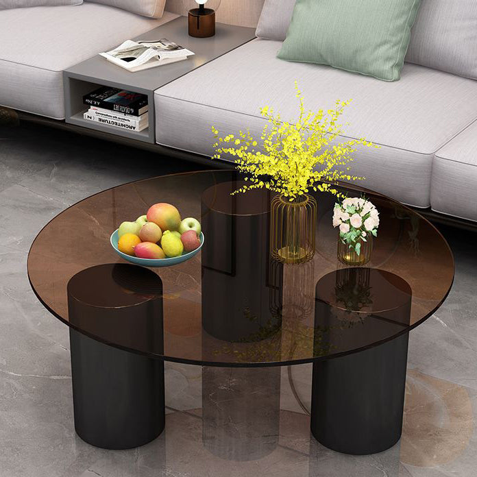 Minimalist Rock Panel Glass Steel End Table — Gray Glass / White