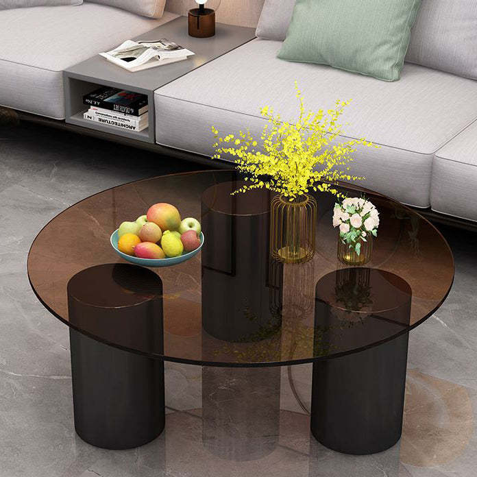 Minimalist Rock Panel Glass Steel End Table — Gray Glass / White