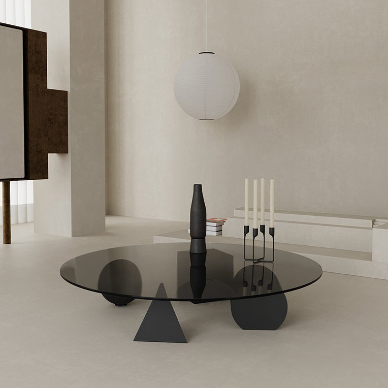Modern Glass Iron Geometric End Table 1-Tier