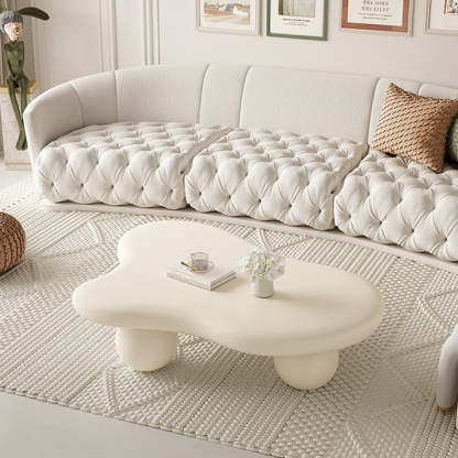 Creamy Cloud Orb Artificial End Table