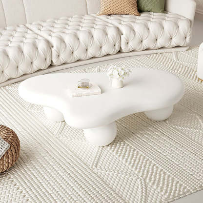 Creamy Cloud Orb Artificial End Table — Beige