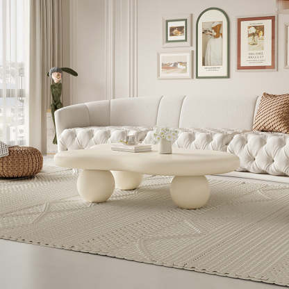 Creamy Cloud Orb Artificial End Table