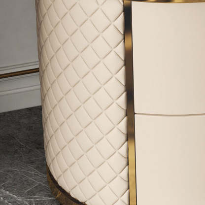 Modern Marble Leather Gold-Plated Round Nightstand