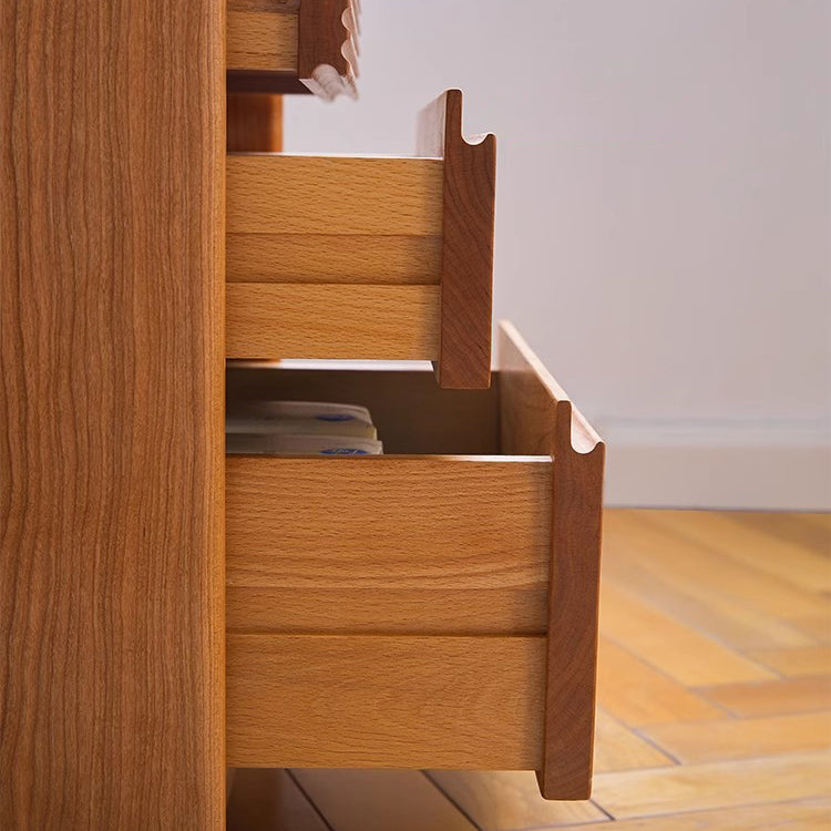 Minimalist Glass Wood 2-Drawer Nightstand
