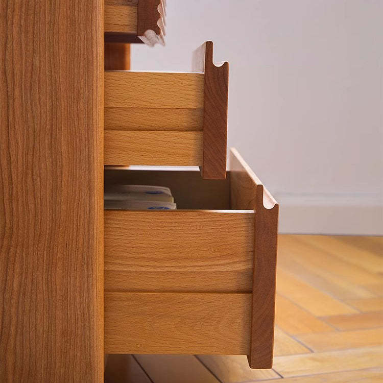 Minimalist Glass Wood 2-Drawer Nightstand