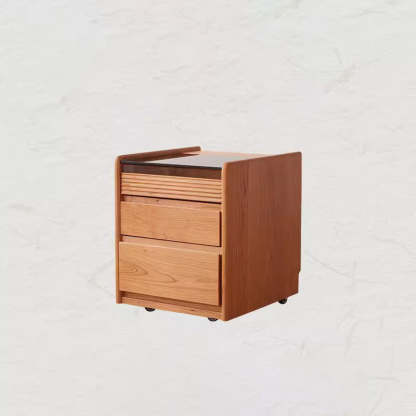 Minimalist Glass Wood 2-Drawer Nightstand