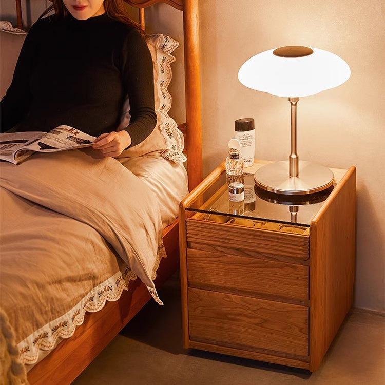 Lighom minimalist 2-drawer wood nightstands