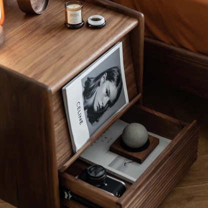 Minimalist Striped Wood 1-Drawer Nightstand