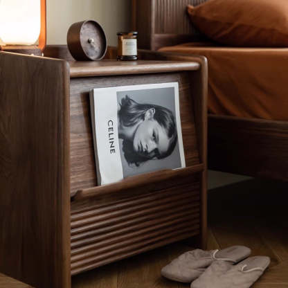 Minimalist Striped Wood 1-Drawer Nightstand