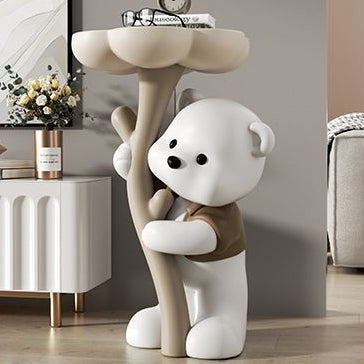 Art Deco Bear Flower Resin End Table