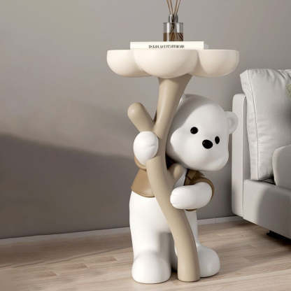 Art Deco Bear Flower Resin End Table