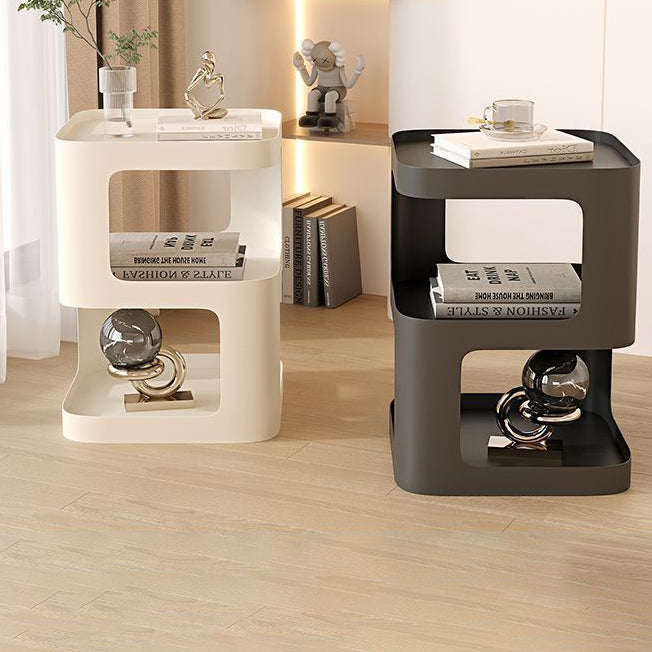 Scandinavian Rounded Iron 3-Tier End Table — Black