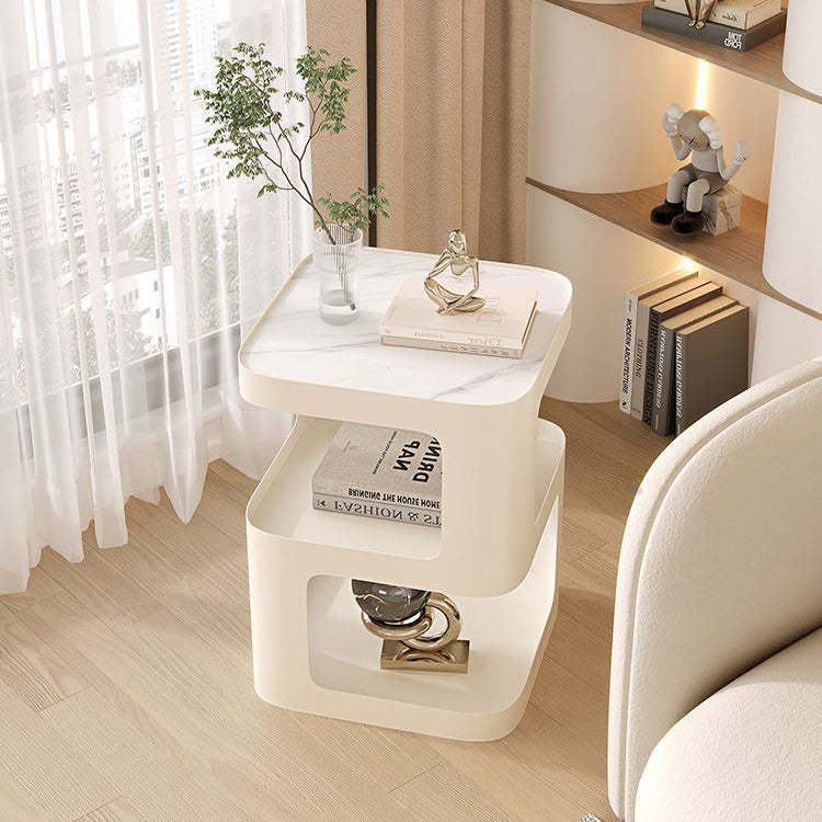 Scandinavian Rounded Iron 3-Tier End Table